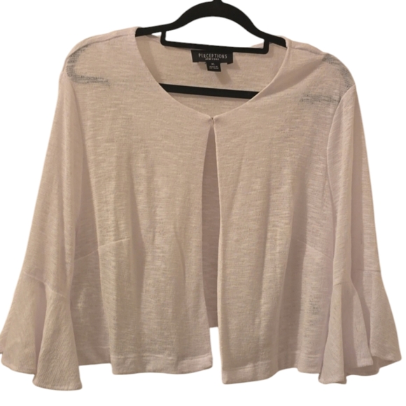 PERCEPTIONS BRAND WOMEN'S WHITE SHORT OPEN CARDIGAN SHRUG SIZE XL - Picture 2 of 16